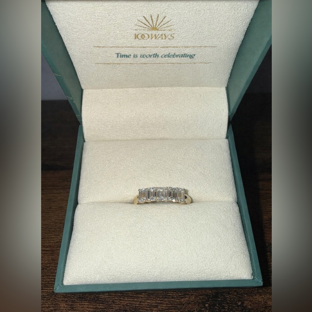 2.02ct Emerald Cut Diamond Band Ring 14K Gold Size 9 Anniversary Stack Ring